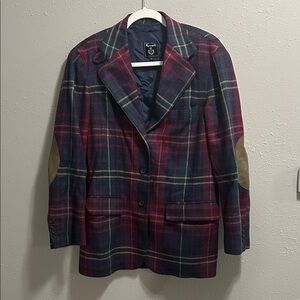 Vintage Faconnable Tartan Plaid‎ Blazer Jacket Med Red Green
